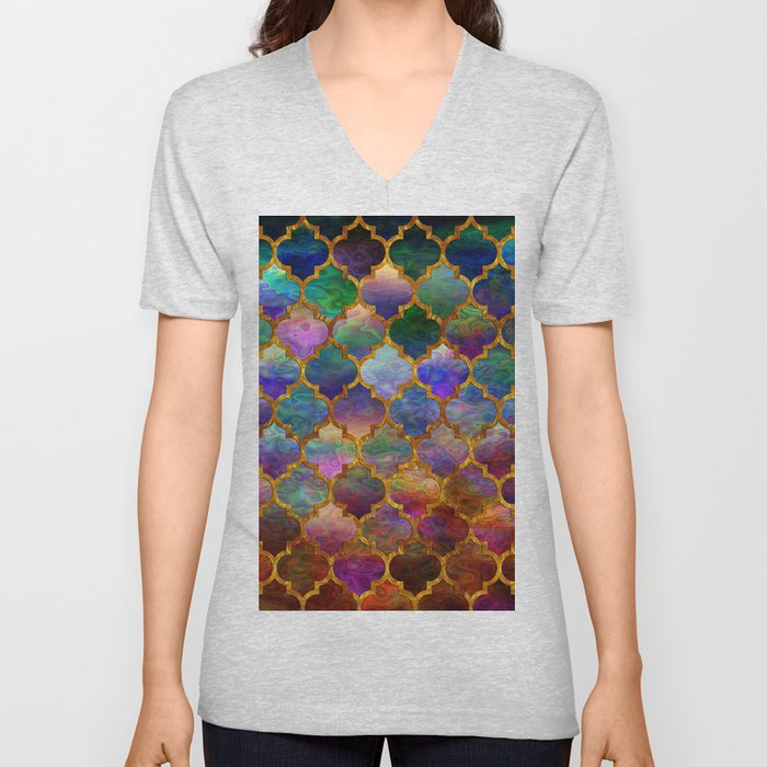 Moroccan tile pattern V Neck T Shirt
