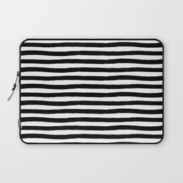Black And White Hand Drawn Horizontal Stripes Laptop Sleeve