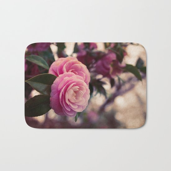 Pink camellia Bath Mat