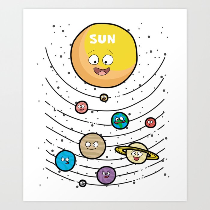 Solar System For Kids With Sun Planet Art Print By Moonpie90