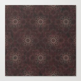 Geometric Floral Pattern in a Subdued Burgundy with Hints of Green Undertones Canvas Print
