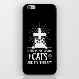 Jesus Is My Savior Cats Are My Therapy iPhone Skin