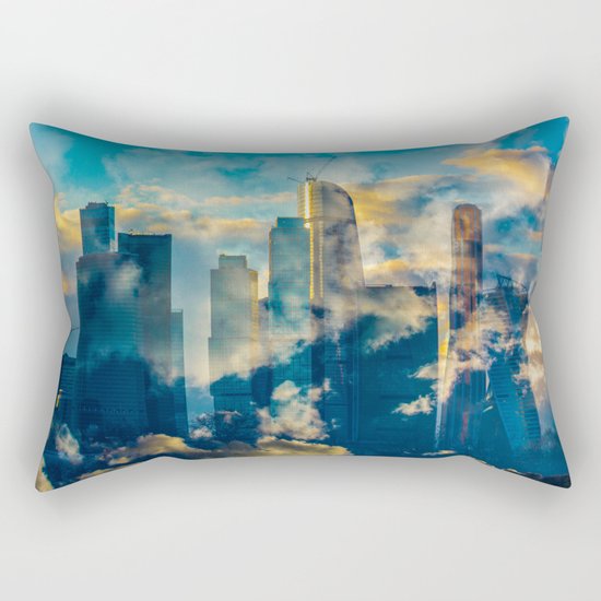 skyscrapers in the clouds Rectangular Pillow