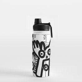 Creatures Graffiti Black and White on French Train Ticket Water Bottle