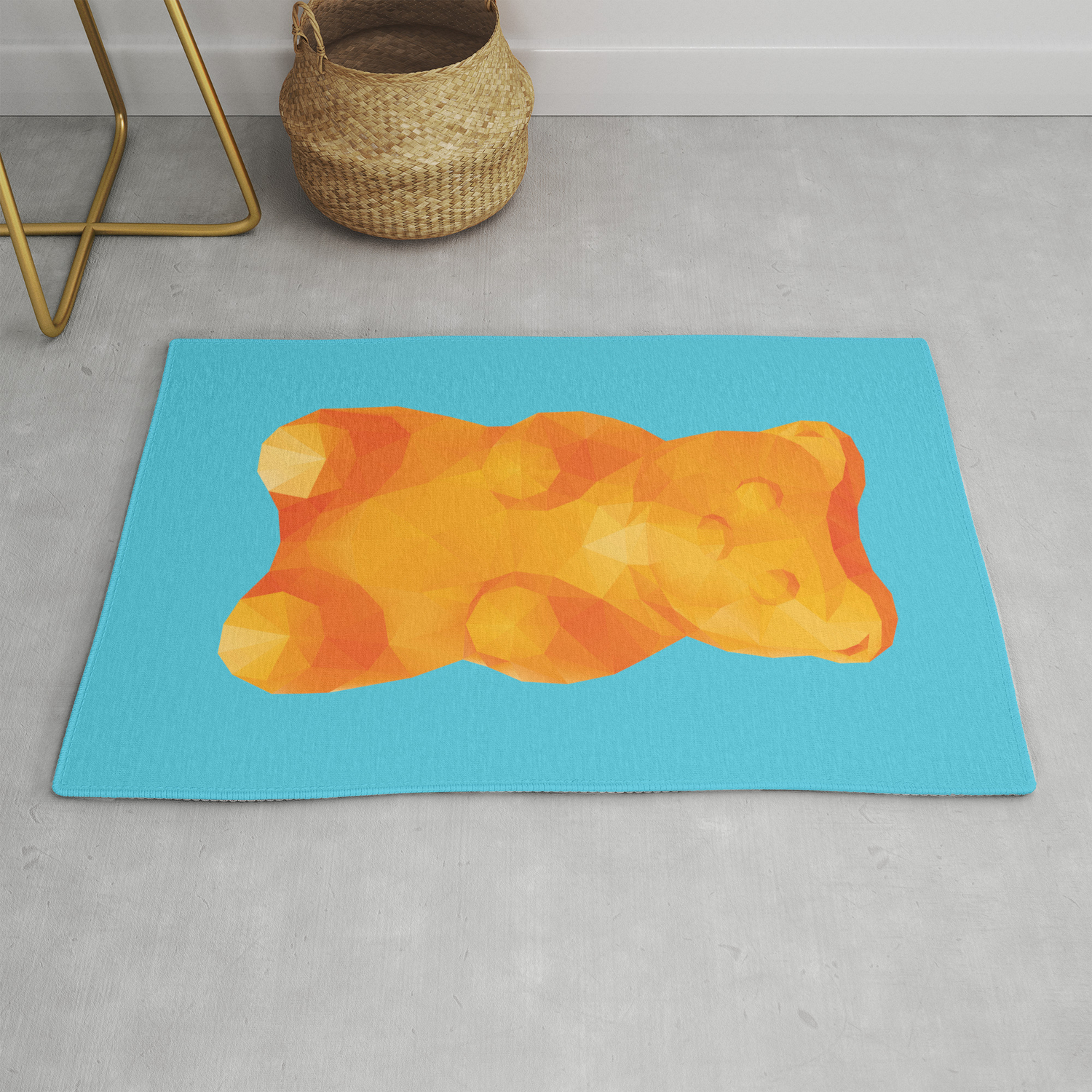 Gummy Bear Polygon Art Rug By Polymoly, Bear Floor Rug