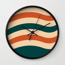 Retro Style Minimal Lines Background - Warm Black and Flame Wall Clock