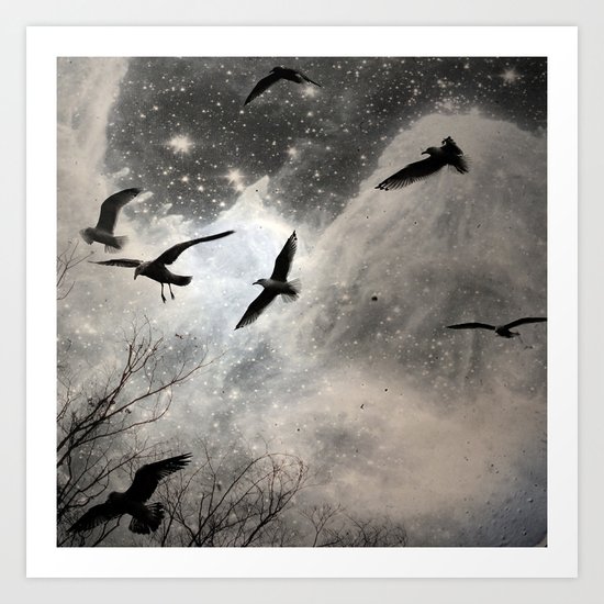 Celestial Seagulls Art Print