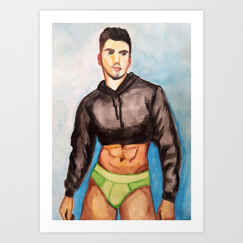 Homoerotic Art queer artist presents for couples watercolor gay art male figure drawing muscular black man Gay and Proud