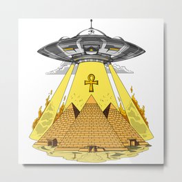 Alien Abduction Egyptian Pyramids Anunnaki UFO Metal Print