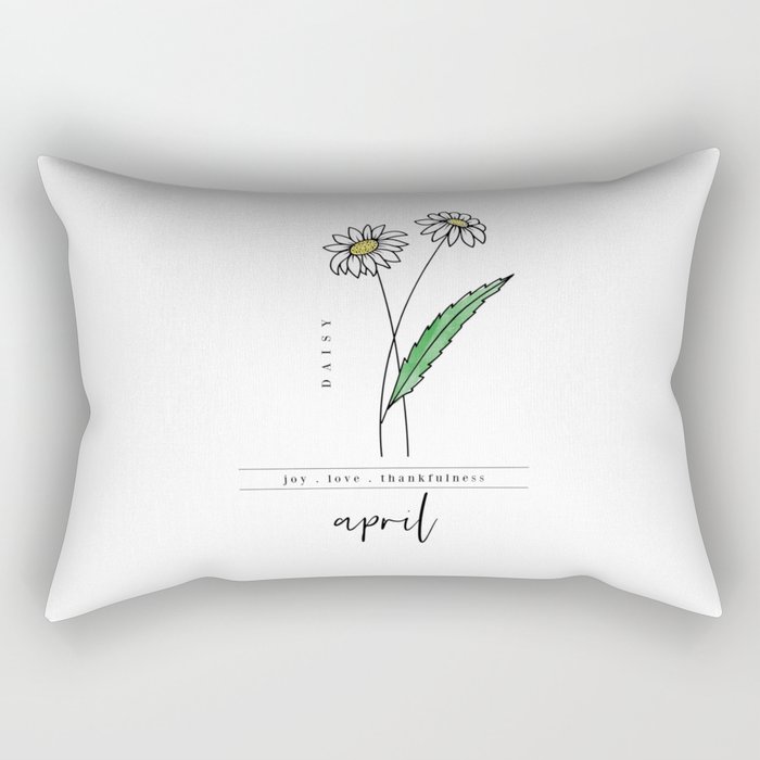 April Birth Flower | Daisy Rectangular Pillow