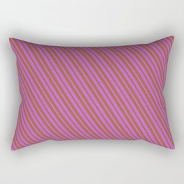 [ Thumbnail: Orchid and Sienna Colored Lines/Stripes Pattern Rectangular Pillow ]
