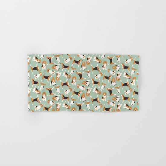 beagle scatter mint Hand & Bath Towel