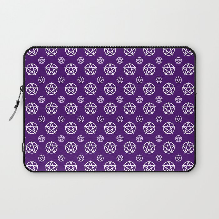 Dark Purple White Pentacle Pattern Laptop Sleeve