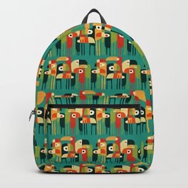 Toucan Backpack | Birds, Digital, Bird, Moderenist, Modern, Retro, Painting, Whimsical, Colourful, Bauhaus 