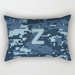 Personalized Z Letter on Blue Military Camouflage Air Force Design, Veterans Day Gift / Valentine Gift / Military Anniversary Gift / Army Birthday Gift iPhone Case Rectangular Pillow