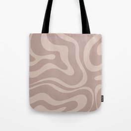 Retro Modern Liquid Swirl Abstract Pattern in Creamy Cocoa Brown Tote Bag