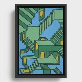 Optical illusion MC Escher Inspired Staircases Aesthetic Framed Canvas