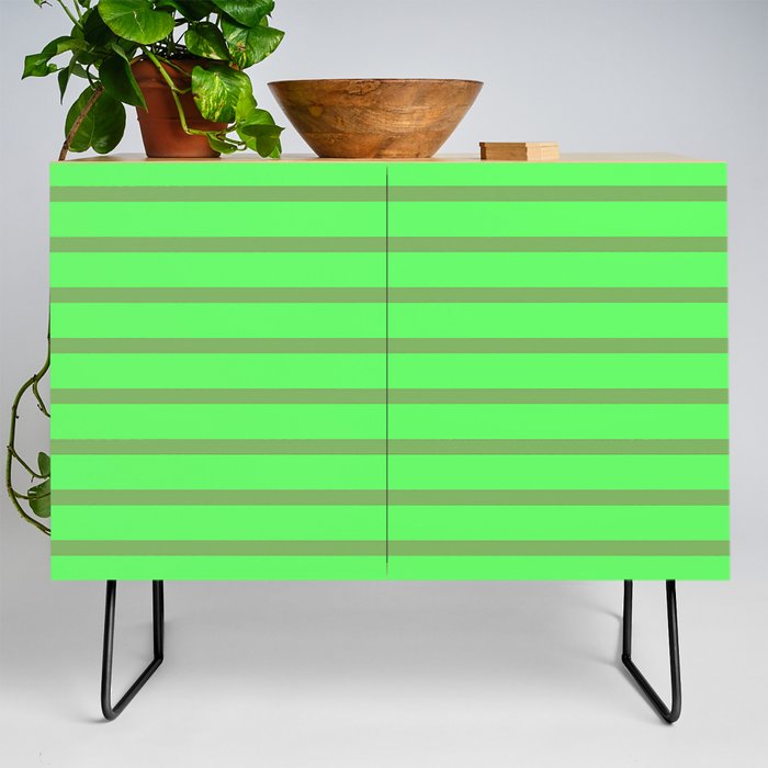 Green Gold Stripes Modern Collection Credenza