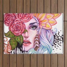 Rose Lady Abstract Outdoor Rug