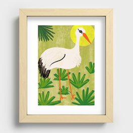 Stork in Green Recessed Framed Print