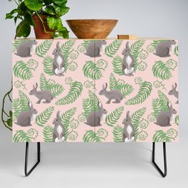 Rabbits and Ferns - Pink Credenza