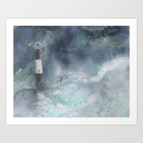 Night Storm at Tybee Lighthouse Art Print