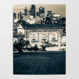 City Skyline Of Kansas City Missouri - Sepia Poster