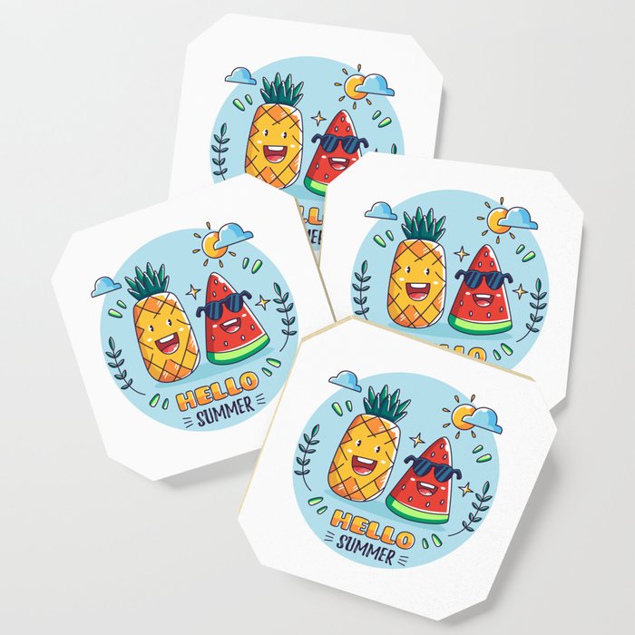 Pineapple And Watermelon Hello Summer Coaster By Saigon199x Society6