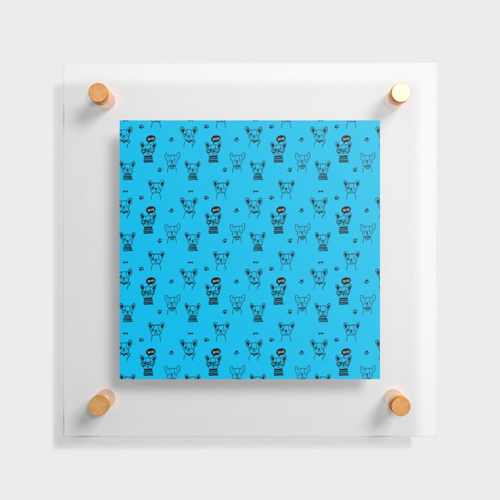 Turquoise and Black Hand Drawn Dog Puppy Pattern Floating Acrylic Print