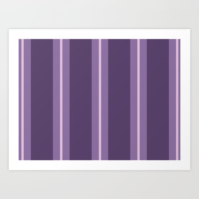 Purple Bold Wide and Thin Stripes Art Print