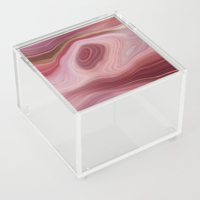 Burgundy Rose Gold Agate Geode Luxury Acrylic Box