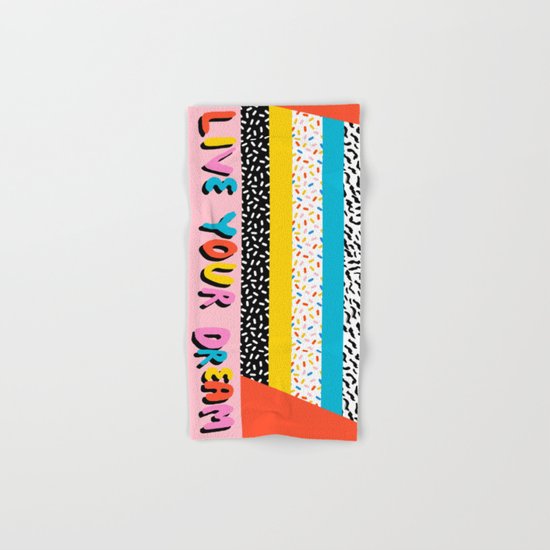 Ya Heard - 1980's throwback retro pattern memphis-style hipster bright colorful pop art minimal rad Hand & Bath Towel