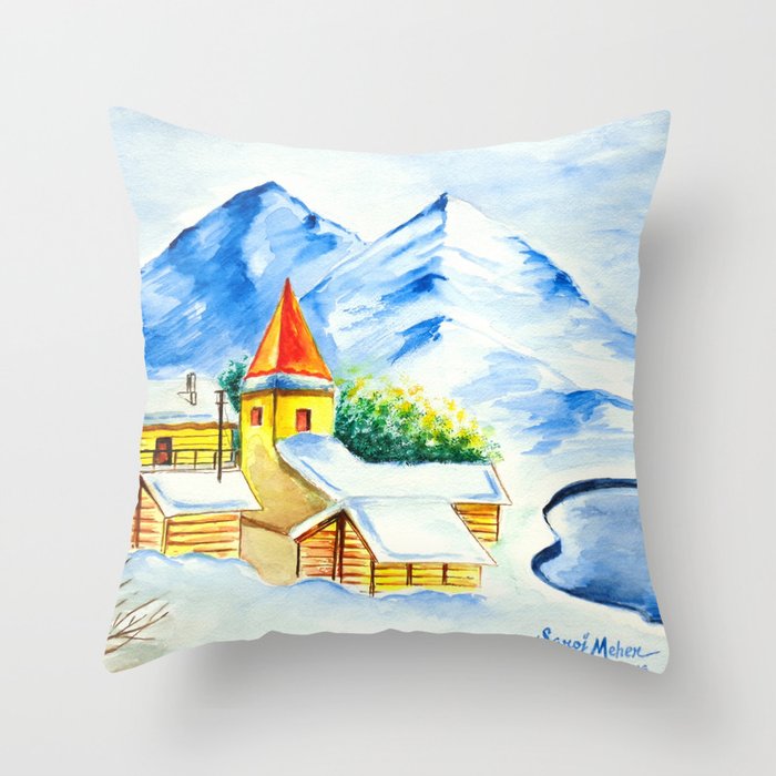 Perfect Landscape and snow Throw Pillow