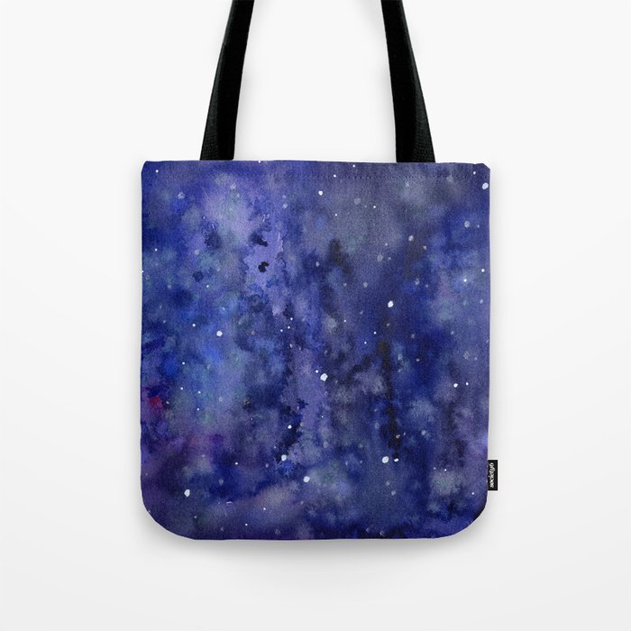 Night Sky Galaxy Nebula Stars Watercolor Space Texture Tote Bag