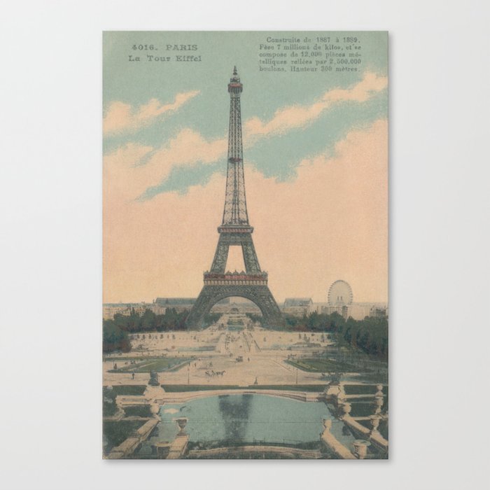 Vintage Eiffel Tower Paris France Canvas Print