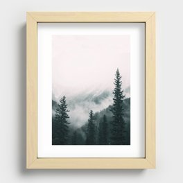 Forest mist beneath the mountain peaks Recessed Framed Print