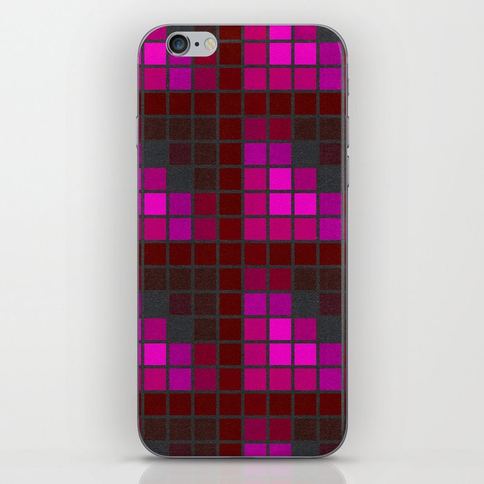 Pink Red and Green Velvet Squares Pattern iPhone Skin