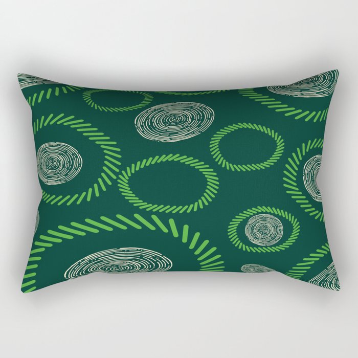 Geometric Circles Lines Green Ivory Rectangular Pillow