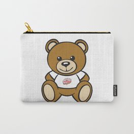 Teddy Bear with "donuts is life" t-shirt Carry-All Pouch