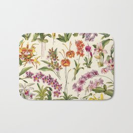 Adolphe Millot - Orchids - French vintage botanical illustration Bath Mat | Beauty, Exotic, Bestselling, Homedecor, Orchid, Drawing, Vintageposter, Vintage, Topseller, Adolphemillot 