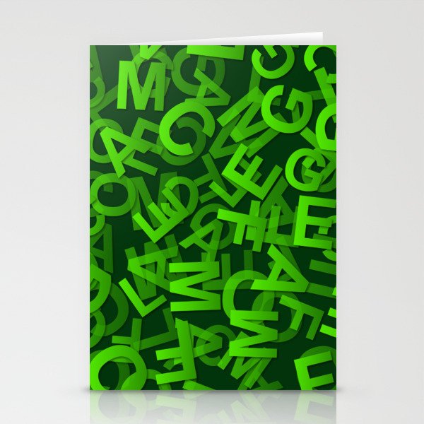 Green Color Alphabet Design Stationery Cards