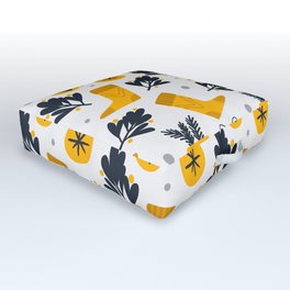 Christmas Pattern Yellow Black Socks Floral Outdoor Floor Cushion