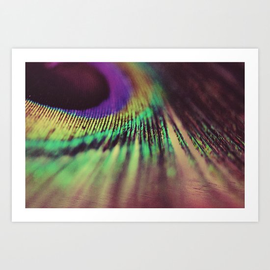 Peacock feather macro Art Print