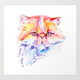 Persian Cat Watercolor Painting Art Print