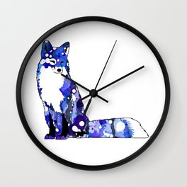 Blue Galaxy Fox Wall Clock