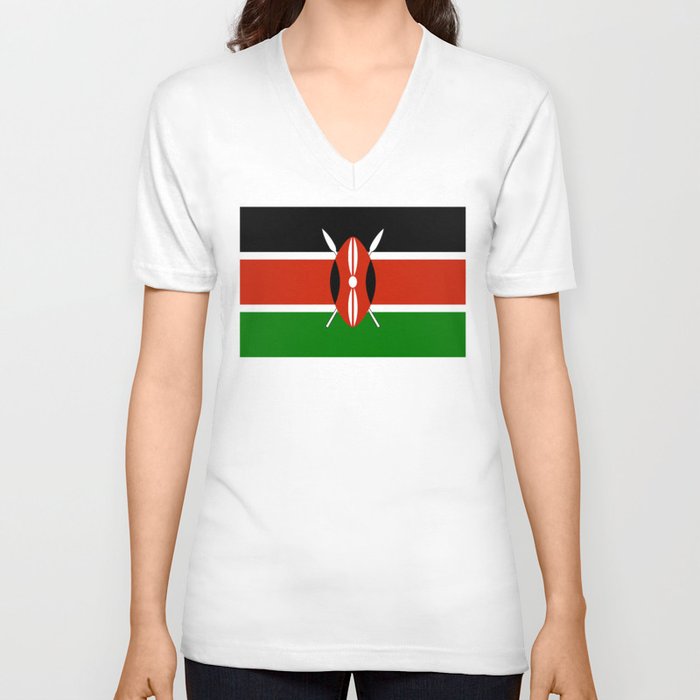  Kenyan Flag - Flag of Kenya V Neck T Shirt