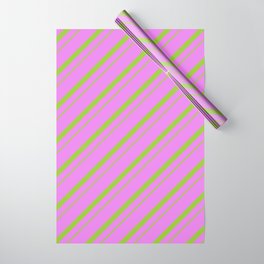 [ Thumbnail: Violet and Green Colored Lines/Stripes Pattern Wrapping Paper ]