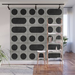 Mid-Century Modern Pattern No.15 - Black and Grey Concrete Wall Mural