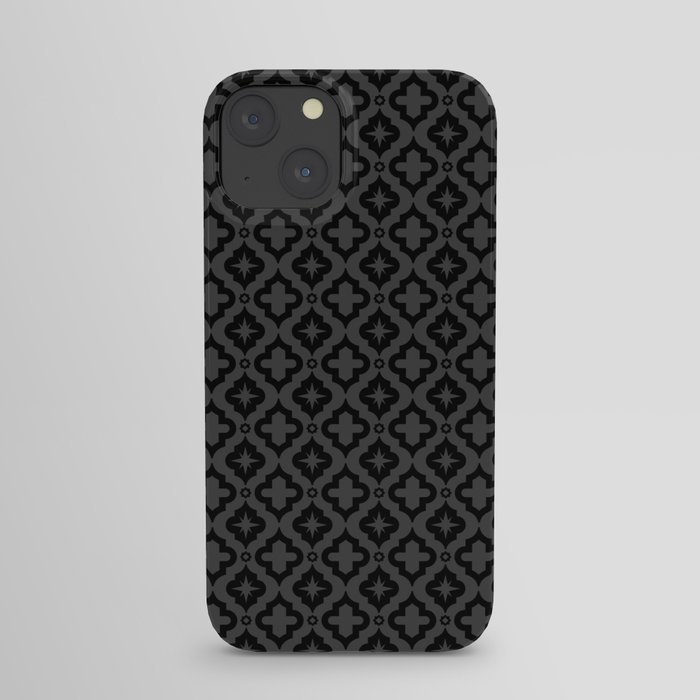 Dark Grey and Black Ornamental Arabic Pattern iPhone Case