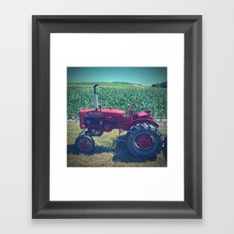 Farm Tractor Corn Field Farmer Print Framed Art Print